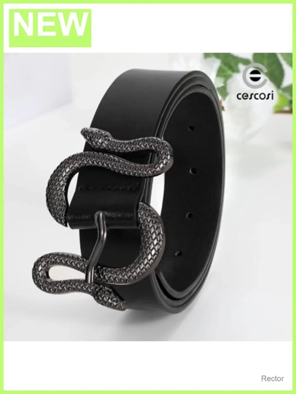 Women Leather Belt Snake Buckle 1.3